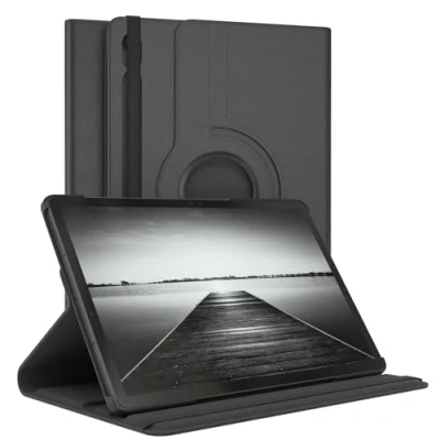 Abbildung von EAZY Case Tablet Hülle für Samsung Galaxy Tab S9 FE Schutzhülle 10.9 Zoll Smart Cover Rotationcase zum Aufstellen Klapphülle 360 drehbar mit Standfunktion Tasche Kunstleder Schwarz