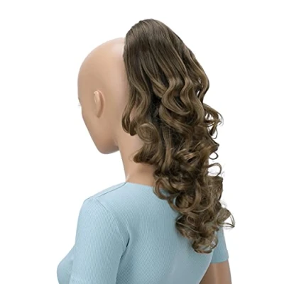 Abbildung von CAISHA 40cm Haarzopf Lily Haarteil mit Butterflyklammer Pferdeschwanz Haarverlängerung Voluminös Gewellt Ombré Braun H142
