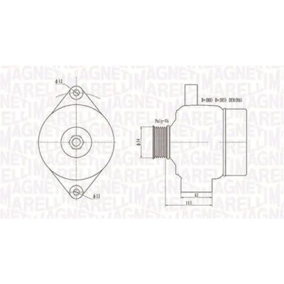 Abbildung von MAGNETI MARELLI 063731952010 Lichtmaschine 12V 130A SAAB: 9 3 Limousine, Kombi, 5 Kombi