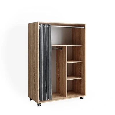 Abbildung von Vicco Kleiderschrank Doros, Sonoma, 100 x 146.6 cm mit Rollen
