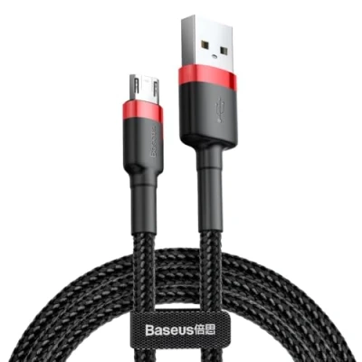 Abbildung von Baseus Cafule Series 2A 3 Meter Mesh Design Micro USB Fast Data Ladekabel Schwarz