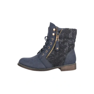 Abbildung von Elara Damen Stiefeletten Worker Boots Spitze Chunkyrayan B9812 KB Dunkelblau 41
