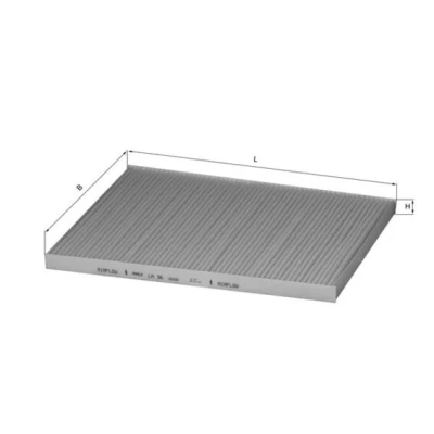 Abbildung von MAHLE ORIGINAL LA 36 Innenraumfilter Partikelfilter 290,0 226 17,0 OPEL: Omega B Caravan, Limousine