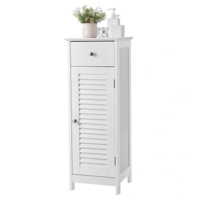 Abbildung von VASAGLE Badkommode Badezimmerschrank, Badschrank schmal, mit Schublade, Lamellentür