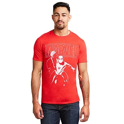 Abbildung von Marvel Herren Spiderman Logo Swing T Shirt, Rot (Cherry Red Red), S EU