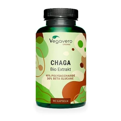 Abbildung von Bio Chaga Pilz Kapseln Hochdosiert: 6.000 mg aus Extrakt (10:1) 40% Polysaccharide 30% Beta Glucane Laborgeprüft Vegan Ohne Zusatzstoffe Deutsche Produktion Vegavero®
