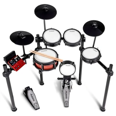 Abbildung von Alesis Nitro Pro E Schlagzeug mit leisen Dual Zone Mesh Pads, 500+ authentischen BFD Sounds, Bluetooth, Drumeo, USB MIDI, Double Kick kompatibel