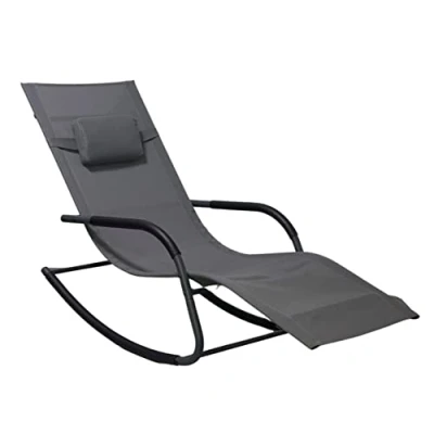 Abbildung von Spetebo Gartenliege Garten Schaukel Liege mit Kopfkissen 147 x 63 cm, Stück, 1 St., Liege, anthrazit Wetterfeste Relax Sonnenliege