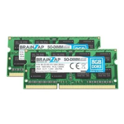Abbildung von BRAINZAP 16GB DDR3 RAM SO DIMM PC3L 12800S 2Rx8 1600 MHz 1.35V CL11 Notebook Laptop Arbeitsspeicher (2X 8GB)