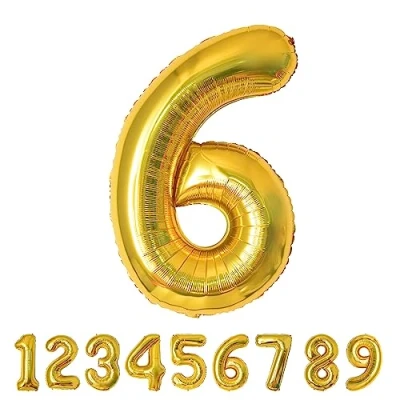 Abbildung von Geburtstag zahlen luftballon 6 jahre Folienballon Kindergeburtstag deko Gold Mädchen Junge jahr 40&quot; 101cm Geburtstags fliegt mit Helium