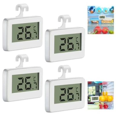 Abbildung von VFANDV Kühlschrankthermometer 4 Stück, Thermometer Kühlschrank Digital mit LCD Anzeige Wasserdichte Innen Gefrierfach Perfekt für Lnnen Außen Home Cafés Bars