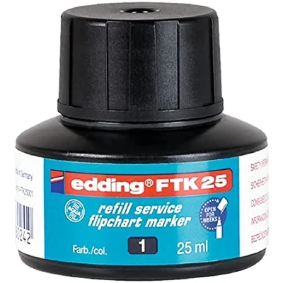 Abbildung von edding FTK 25 Nachfülltinte schwarz ml mit Kapillarsystem ideal zum sauberen und unkomplizierten Nachfüllen fast aller Flipchartmarker