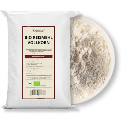Abbildung von Kamelur Bio Reismehl (25kg) perfekt für Instant Rice Pudding Vollkorn Reis Mehl als Grundlage Reispudding