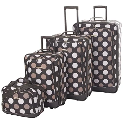 Abbildung von Rockland Escape Softside Gepäck Set, 4 teilig, Schwarze Punkte, Piece Set (14/19/24/28), teilig