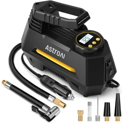 Abbildung von AstroAI Auto Luftpumpe Elektrisch Luftkompressor Digital Tragbar Air Compressor, LCD Bildschirm 12V DC Verpackung für Auto, Fahrrad, Motorrad, Ball usw