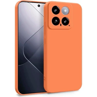 Abbildung von MyGadget Silikon Hülle kompatibel mit Xiaomi 14 Zweilagige Handyhülle Kameraschutz Cover Innenfutter &amp; außen Orange