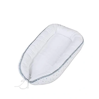 Abbildung von babybay Kuschelnest, weiß Sternemix sand/azurblau