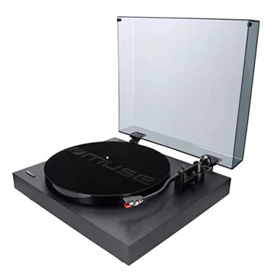 Abbildung von Muse MT 105 B Schallplattenspieler mit Auto Stopp Funktion und 45RPM Aufnahmeadapter, schwarz