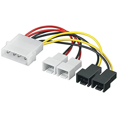 Abbildung von Goobay 93632 PC Lüfter Stromkabel, Stromadapter, 5.25 Molex Stecker zu 2x 12 V/ 5 V / 0,15m