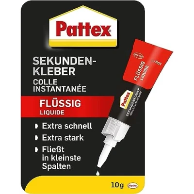 Abbildung von Pattex Bastelkleber Sekundenkleber Flüssig 10 g Tube, trocknet