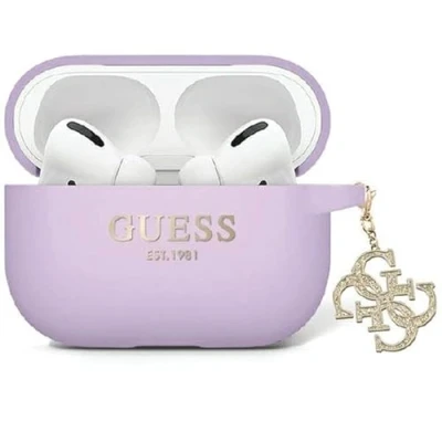 Abbildung von Guess GUAP2LECG4U Hülle für AirPods Pro 2 Cover lila Liquid Silicone Glitter Triangle Charm