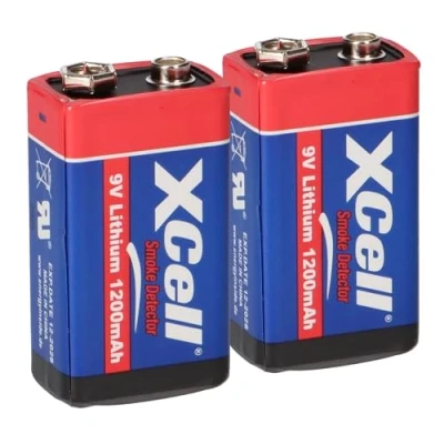 Abbildung von 2X Batterie Lithium 9 Volt Block 1200mAh, 9v E (U9VL, CR 9V, 6LR61) 10 Jahres ideal für z.B. Rauchmelder, Feuermelder, Messgeräte, Mikrofone u.v.m. AKKUman Set (2 Stück)