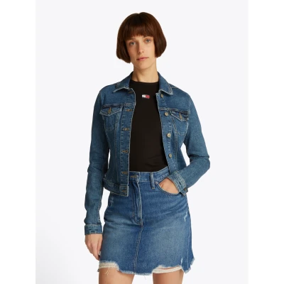Abbildung von Tommy Jeans Jeansjacke VIVIANNE SKN JACKET EXT BI8130 mit Logo Badge