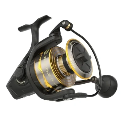 Abbildung von PENN Battle® IV Spinnrolle, Salzwasser Angler, Angelköder und Köder, Barsch, Pollack, Dorsch, Makrele, Falsch, Aluminium, robust, beidhändig tragbar, 8000, Hochgeschwindigkeitsrolle, Größe 5,3:1,