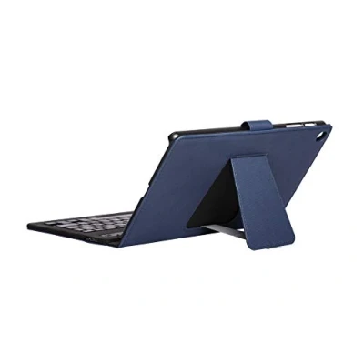 Abbildung von Hülle mit Bluetooth Tastatur (QWERTY) für Samsung Galaxy Tab A 10.1 (2019) rot spanischer Tastatur. Enthält den Buchstaben Ñ. Blau