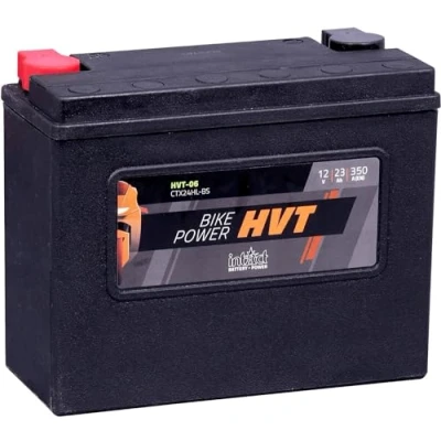 Abbildung von intAct HVT MOTORRADBATTERIE Batterie für Roller, Motorrad, Rasentraktor. Wartungsfreier &amp; auslaufsicherer Akku. 06, CTX24HL BS, 66010 82B, 12V Batterie, 23 AH (c20), 350 A (EN) Maße: 205x87x162mm