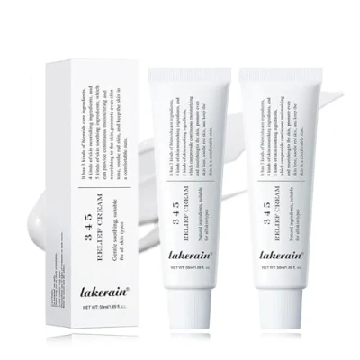 Abbildung von 345 Relief Cream,2 PCS Feuchtigkeitscreme für das Gesicht,Intensive Repair Cream Geeignet Akne und Fettige Haut,Beruhigend Feuchtigkeitsspendend(50ml)