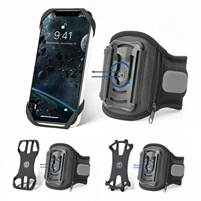 Abbildung von CHULN Sportarmband Handy, 360drehbar Running Armband Handy mit Ersatzarmbändern Kompatibel iPhone13 Pro/13/12 Pro/12/11 Pro/XS/XR/X/8/Samsung Galaxy/Huawei und andere Smartphone Modelle