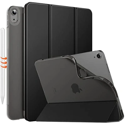 Abbildung von MoKo für iPad Air 6. Generation 11 Zoll Hülle M2 2024/iPad 5./4. Gen 2022/2020, Transluzent Matt Weich TPU Rückseite Hülle, Unterstützt Pencil Pro/2/USB C, Schwarz