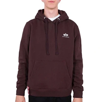 Abbildung von Alpha Industries Small LOGO Kapuzenpullover, Herren, Größe: XL, Deep maroon