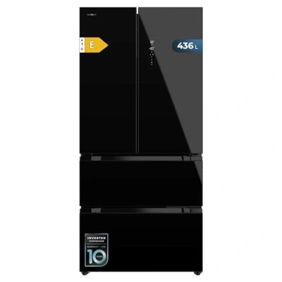 Abbildung von Cecotec Kühlschrank Französische Tür 436L Bolero CoolMarket FD 436 Black Glass E. Klasse E183 cm hoch und 83,6 breit, Inverter Plus Kompressor, Total No Frost, Türalarm, Fast Cooling Freezing