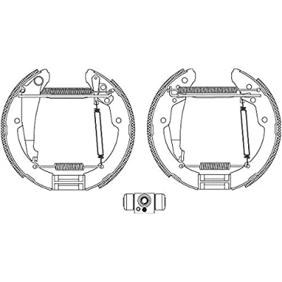 Abbildung von HELLA Shoe Kit Pro 8DB 355 004 461 Bremsensatz, Trommelbremse mit Radbremszylinder, Stellelement SKODA: Octavia 1 Combi, I Schrägheck