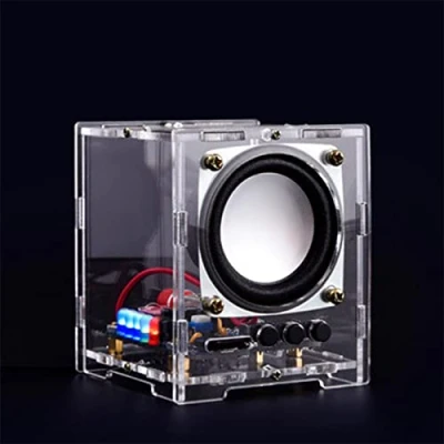 Abbildung von PZMYJB Bluetooth Lautsprecher DIY Löt Kit 3W Mini HT6872 Audio Verstärker Musik Stereo mit Acryl Schale Blinkende LED Praktische Elektronische Indoor Outdoor (Klar)