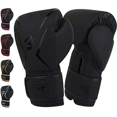 Abbildung von AQF Boxhandschuhe, Boxsack Leder Handschuhe Herren Frauen, MMA Sandsäcke, Boxhandschuhe Kinder Für Kickboxen, Muay Thai, Kampfsport Boxing Gloves 4 6 8 10 12 14 16 Oz (8 oz, Schwarz)