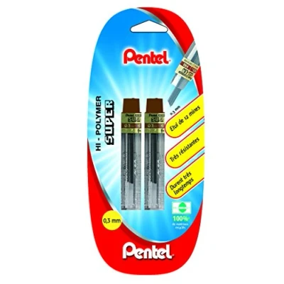 Abbildung von Pentel Nachfüllmine, für 2 Druckbleistift HB 0,3 mm mit Schutzhülle Grau