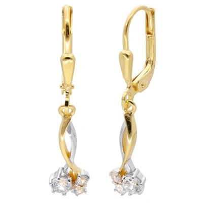 Abbildung von trendor 68378 Damen Ohrringe 333 Gold Bicolor Ohrhänger mit Zirkonias