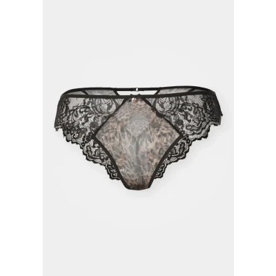 Abbildung von LASCANA Tanga, aus Soft Mesh in Leo Optik und feiner Spitze, sexy Dessous, Reizwäsche