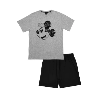 Abbildung von Disney Mickey Mouse SET Kurzarm Pyjama, Herren, Größe: XXL, Grau schwarz