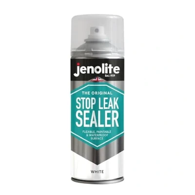Abbildung von JENOLITE Stop Leak Dichtungsspray WEIß 400 ml Wasserdichtes Leckversiegelung für Dachrinnen und Flachdächer Dachrinnenversiegelung, Dachreparatur, Flachdachreparatur