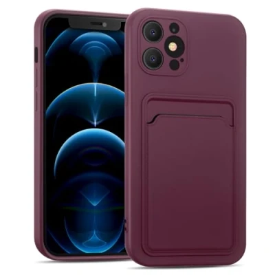 Abbildung von CoolGadget Card Case für iPhone 12 Pro, TPU Schutzhülle mit Kartenfach und erhöhtem Kantenschutz, Lila