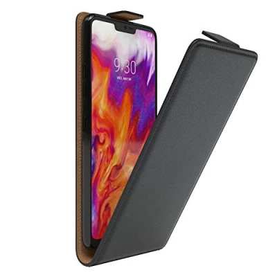 Abbildung von EAZY Case Hülle kompatibel mit LG G7 ThinQ Flip Cover zum Aufklappen, Handyhülle aufklappbar, Schutzhülle, Flipcover, Flipcase, Flipstyle vertikal klappbar, aus Kunstleder, Schwarz