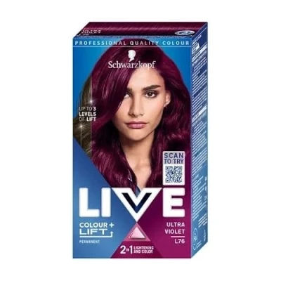 Abbildung von Schwarzkopf LIVE Colour + Lift Ultra Violet Permanent Hair Dye L76, PACK OF 2