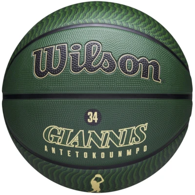 Abbildung von Wilson Basketball, NBA Player Icon Outdoor, Giannis Antetokounmpo, Milwauke Bucks, Outdoor und Indoor, Größe: 7, Grün/Beige