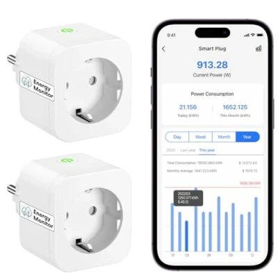 Abbildung von Meross Intelligente Steckdose mit Stromverbrauchsmessung, 16 A, Bluetooth Fernbedienung und Sprachsteuerung, Timer, WLAN Stecker, kompatibel Alexa, Google Home SmartThings, 2