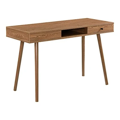 Abbildung von en.casa Schreibtisch, Habo Bürotisch 115 x 48 74 cm Metallgestell Dunkler Holzton