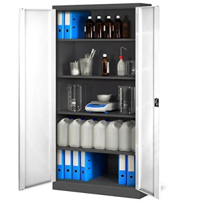 Abbildung von Jan Nowak Aktenschrank C001H Büroschrank Metallschrank Stahlschrank Werkzeugschrank Stahlblech Pulverbeschichtet Flügeltürschrank Abschließbar 195 cm x 90 40 (anthrazit/weiß)